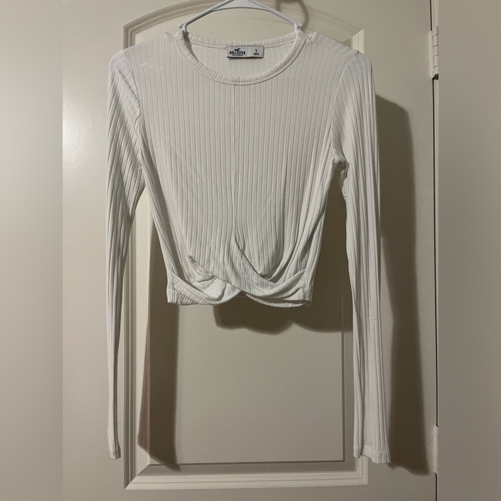 White tied up long sleeve